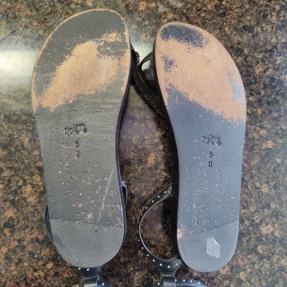 Coach Black Feather Detail Sandals - Picture 7 of 8